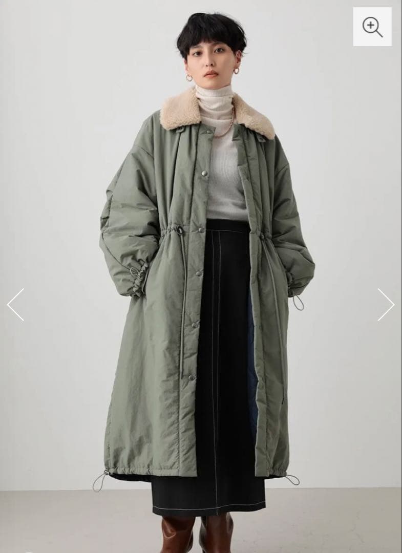 crie confortoリバーシブルバイカラー中綿コートMロングコート