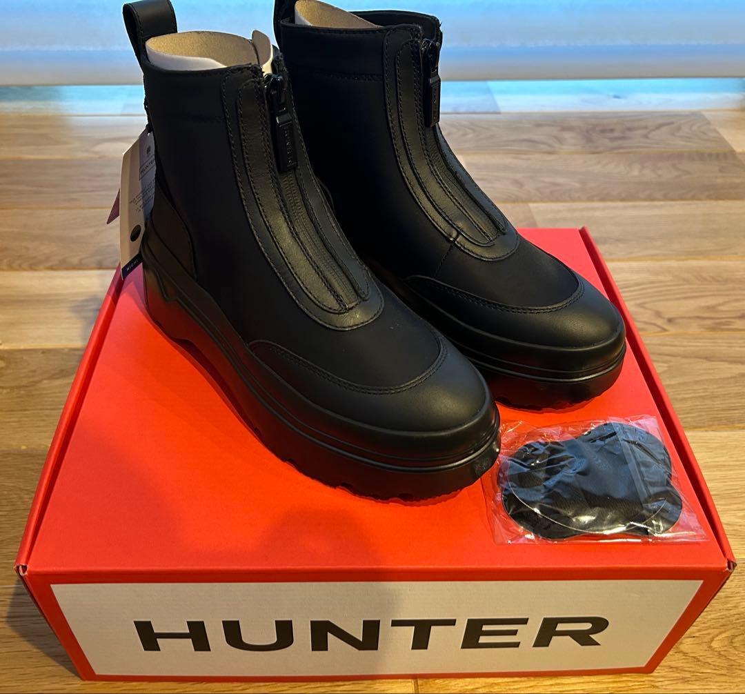 新品未使用★HUNTER エクスプローラーアンクル ジップフラットフォームブーツ
