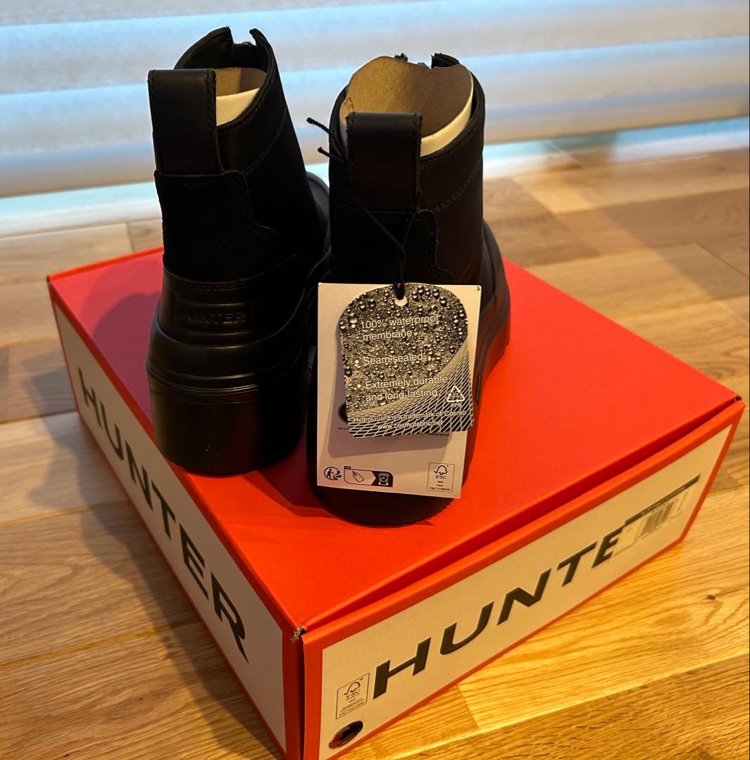 新品未使用★HUNTER エクスプローラーアンクル ジップフラットフォームブーツ