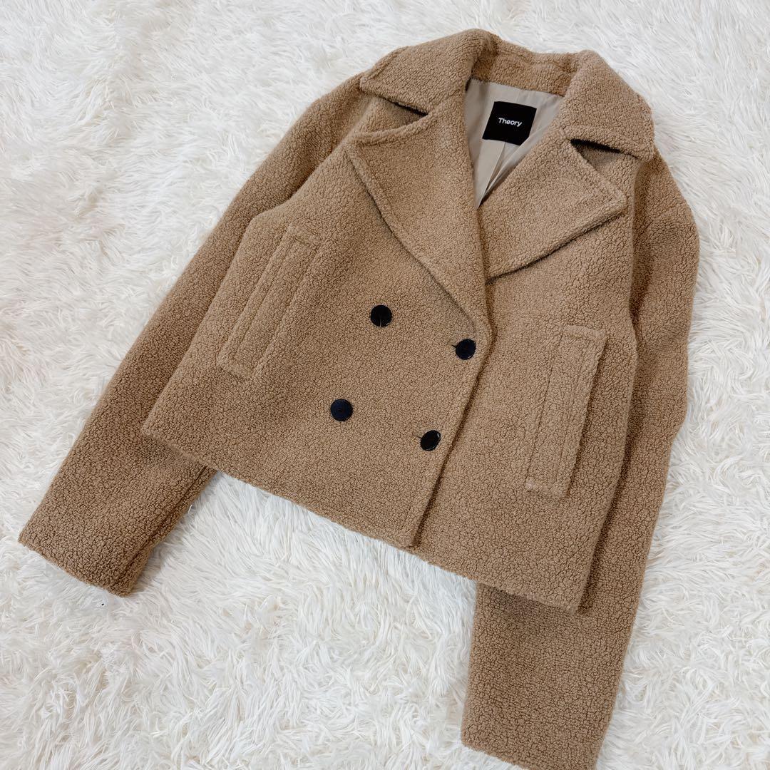 美品　22AW セオリー 7万 TEDDY FLEECE ボアPコート キャメル