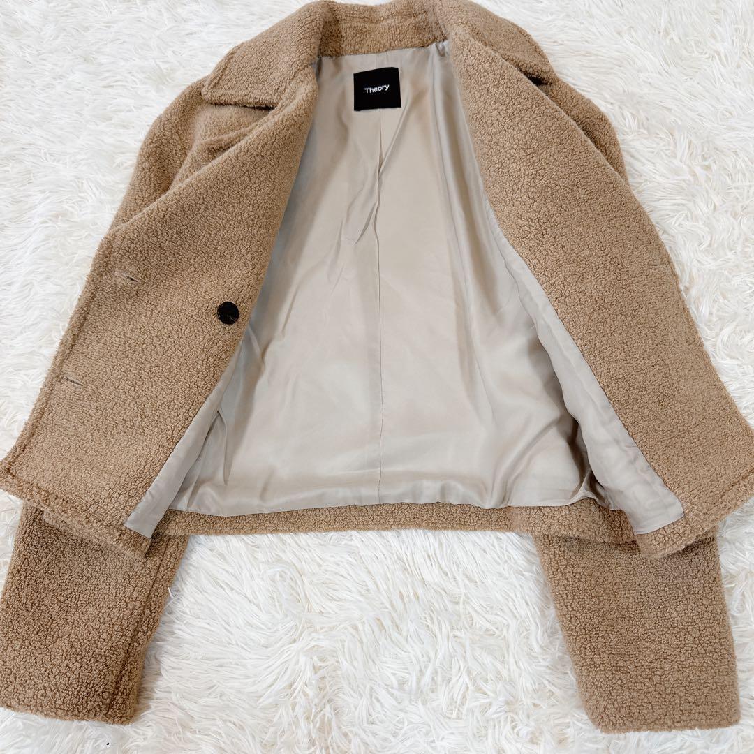 美品　22AW セオリー 7万 TEDDY FLEECE ボアPコート キャメル
