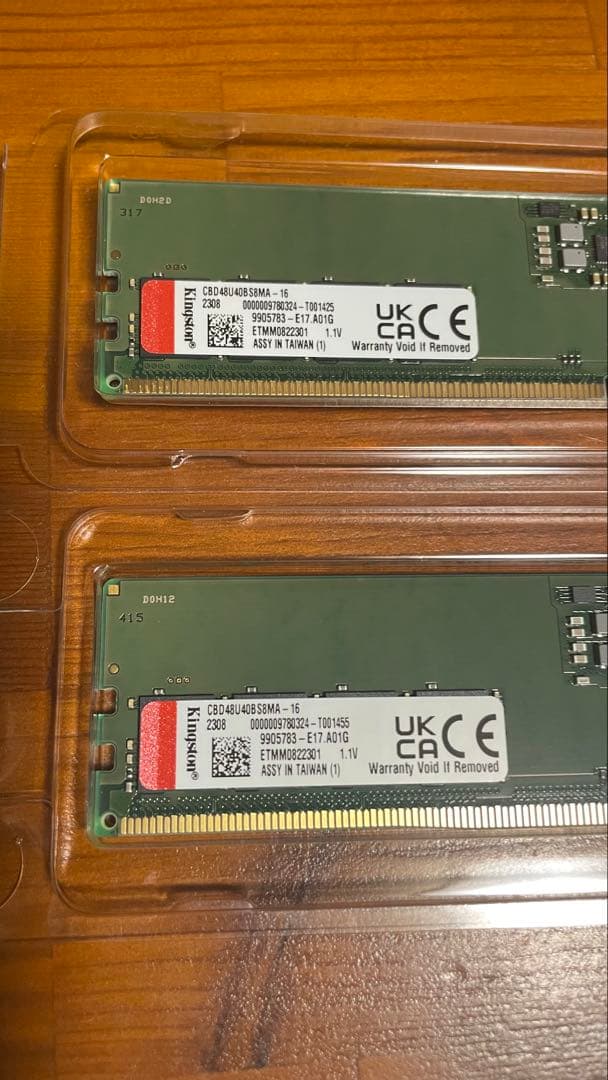 Kingston DDR5 16GB メモリ2枚 デュアルチャネル可