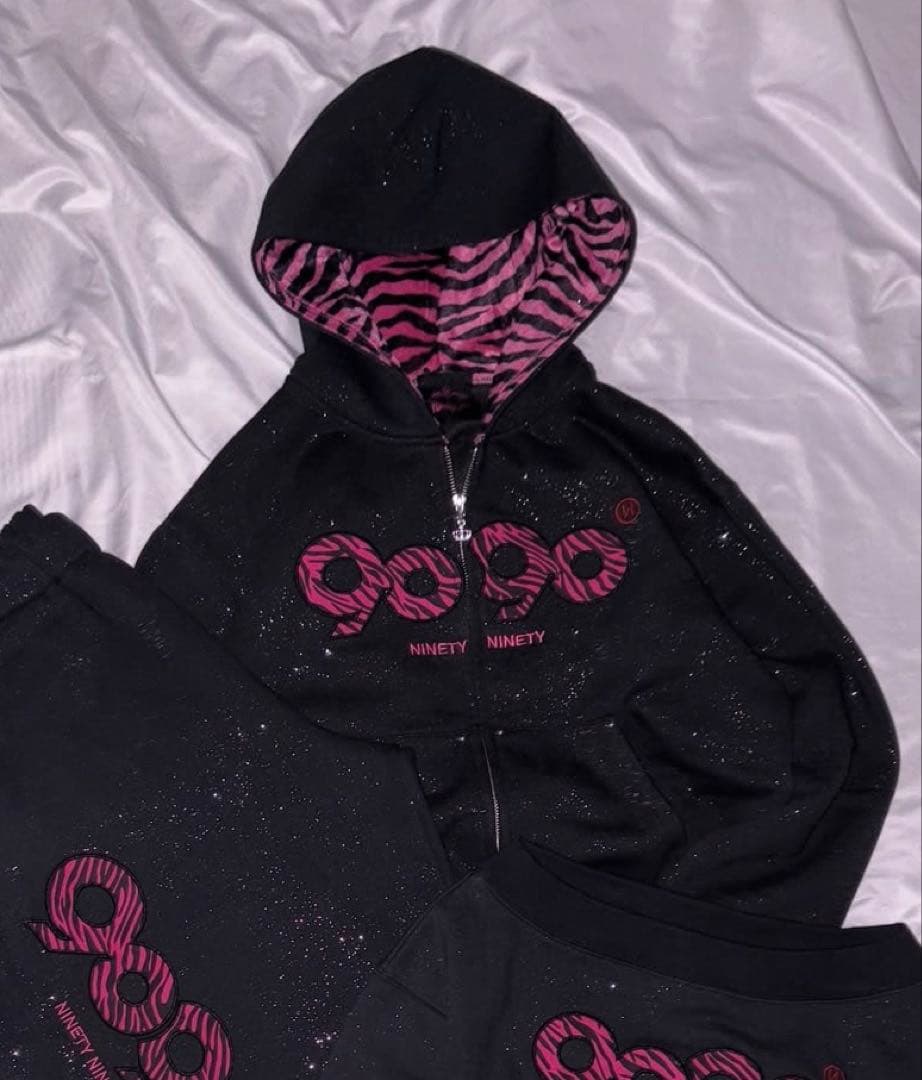 トップス 9090girl glitter logo zip hoodie