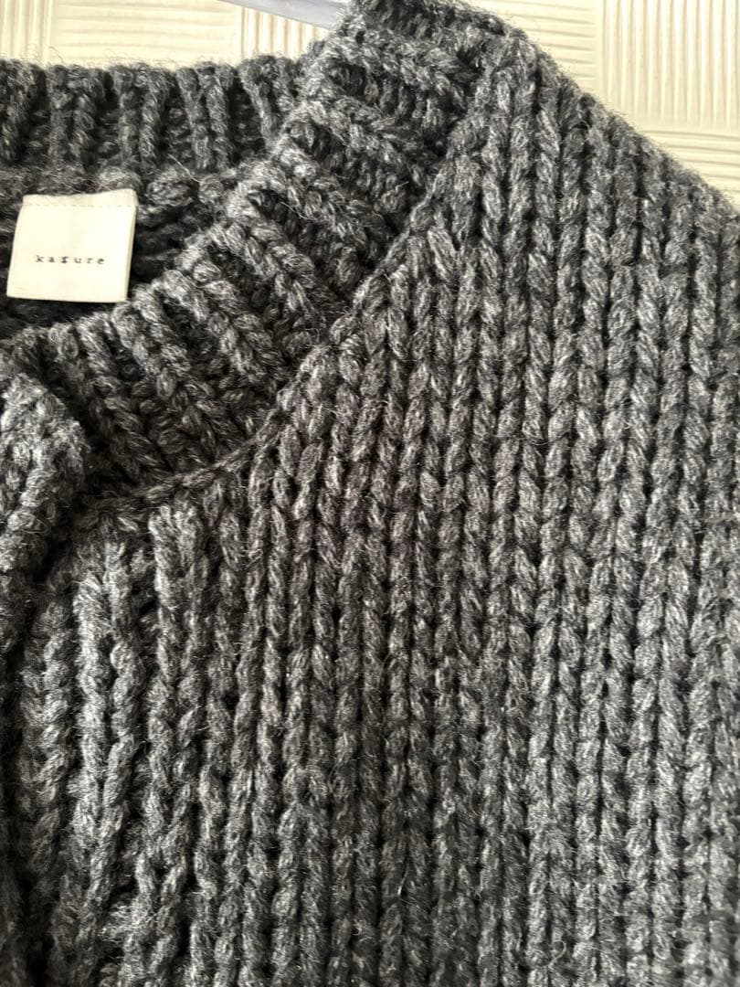 かぐれ　ラムウールボタンニットベスト　チャコールグレー　極美品　お値下げ