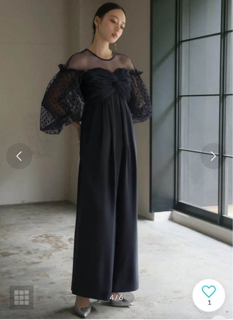 フロッキードットパンツドレス オールインワン