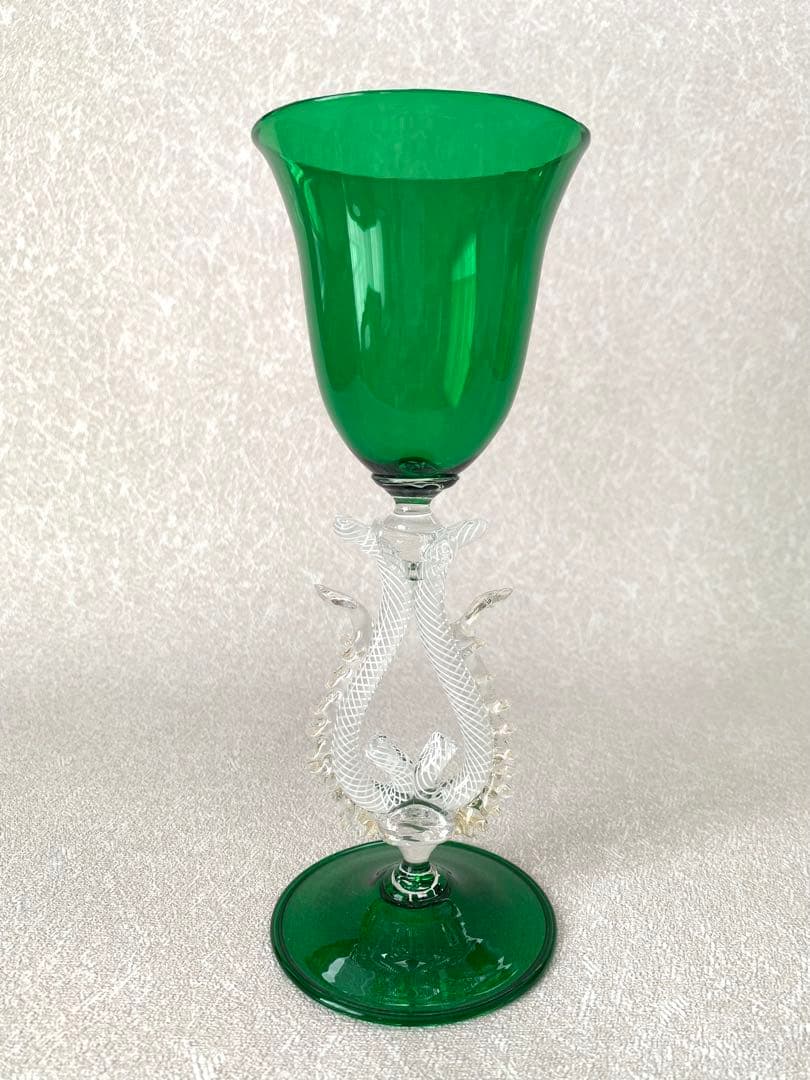 ベネチアングラス ムラーノ グラス ゴブレット グリーン 緑