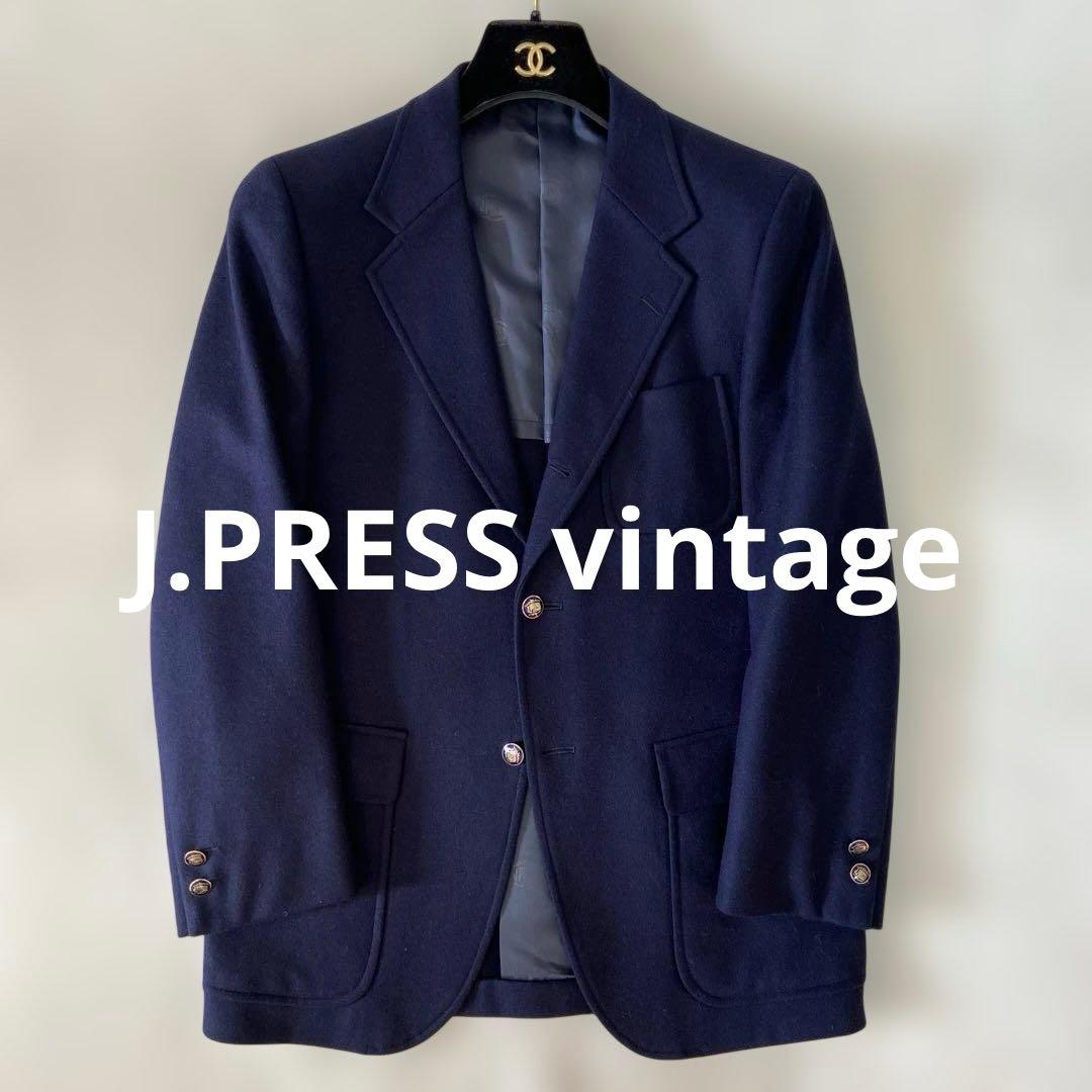美品J.PRESS ジェイプレス　ブレザー　紺ブレ　ロゴ金ボタン　3B ネイビー