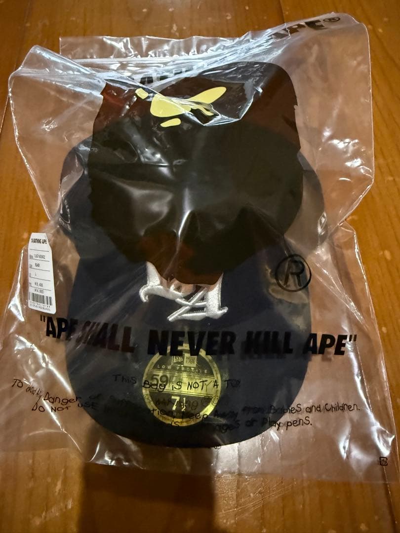 新品未使用！A BATHING APE new era 7 1/2 黒 bape