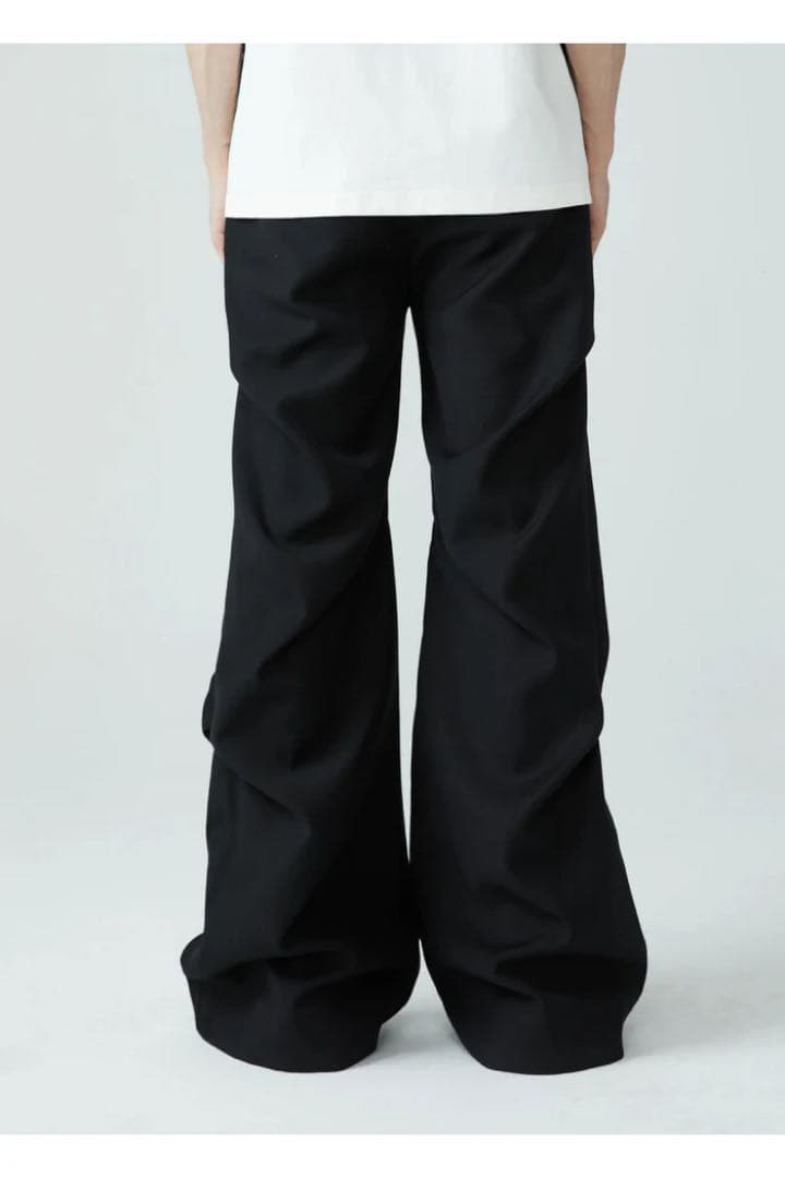 FRKM SCD フレアパンツ　ブラック　変形　タック　スラックス　 Sサイズ