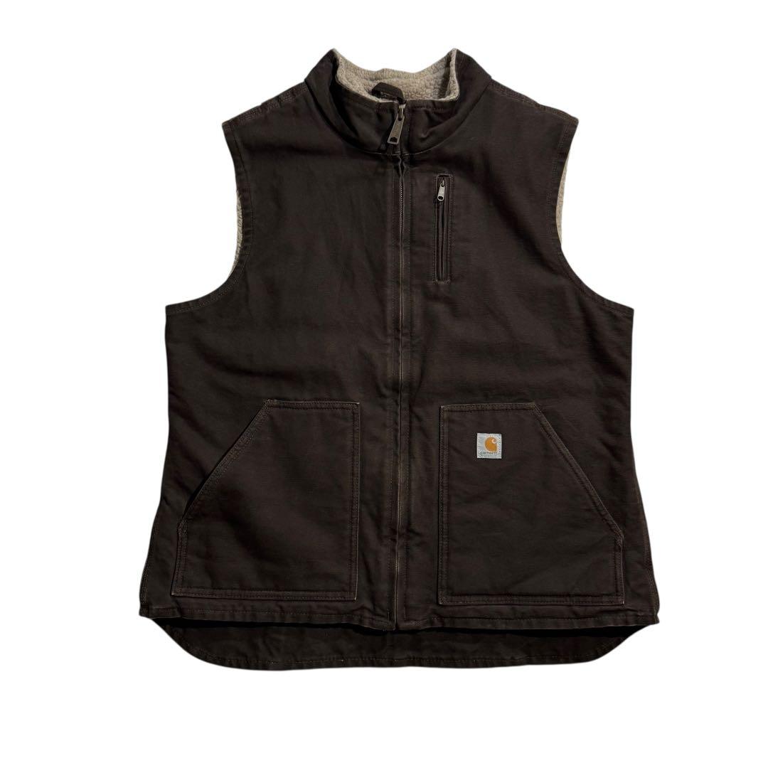 カーハート ダックベスト 裏ボア フルジップ ワークウェア ビンテージ USA