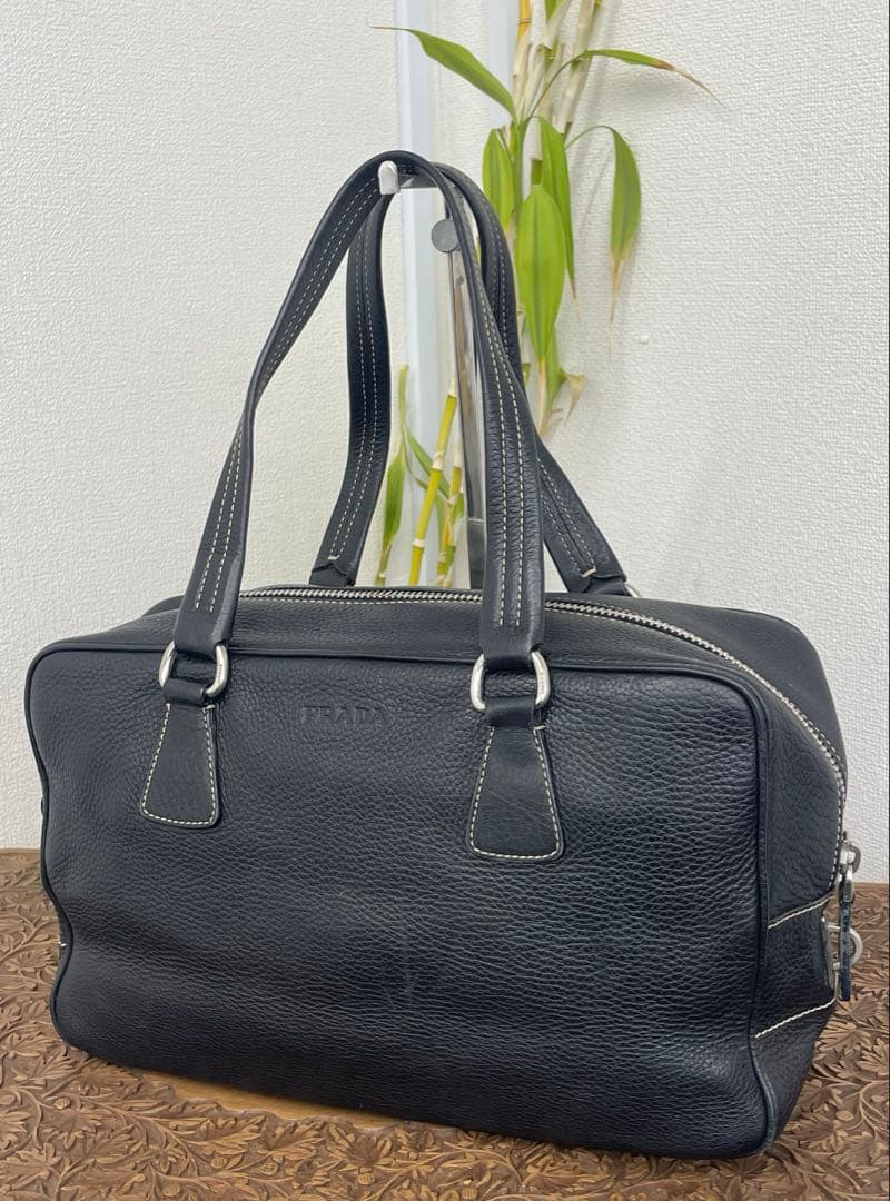 【Ｅ】PRADA ミニボストン BR2246 ブラックレザー