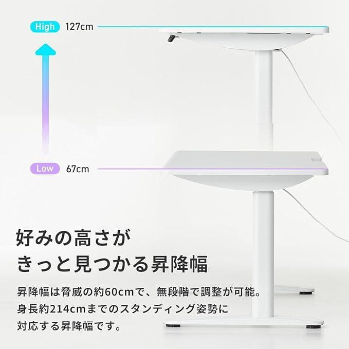 大特価■ Pixio ゲーミングデスク 電動 昇降 ホワイト 脚部のみ