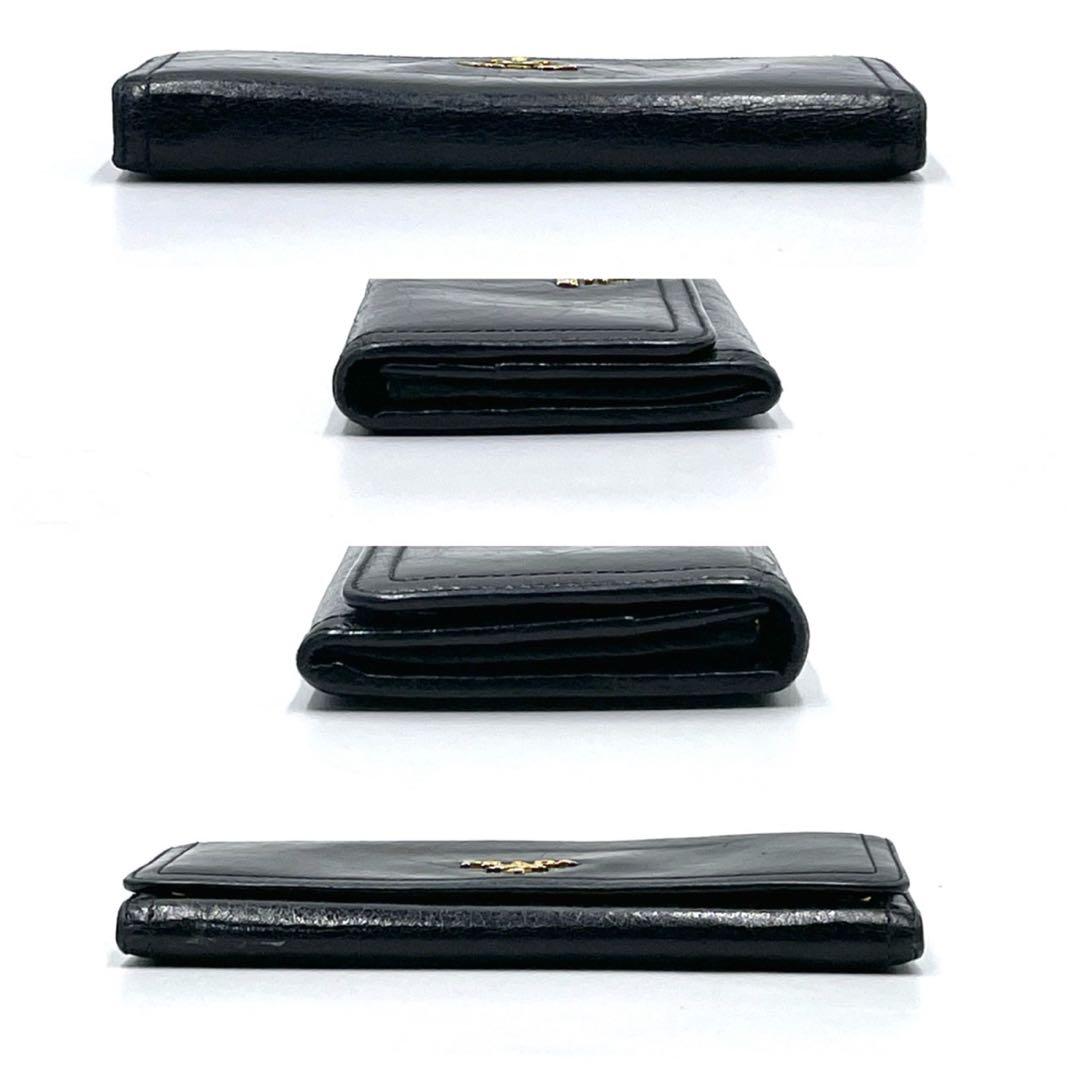 極美品● PRADA プラダ 長財布 二つ折り シワ加工 ブラック レザー