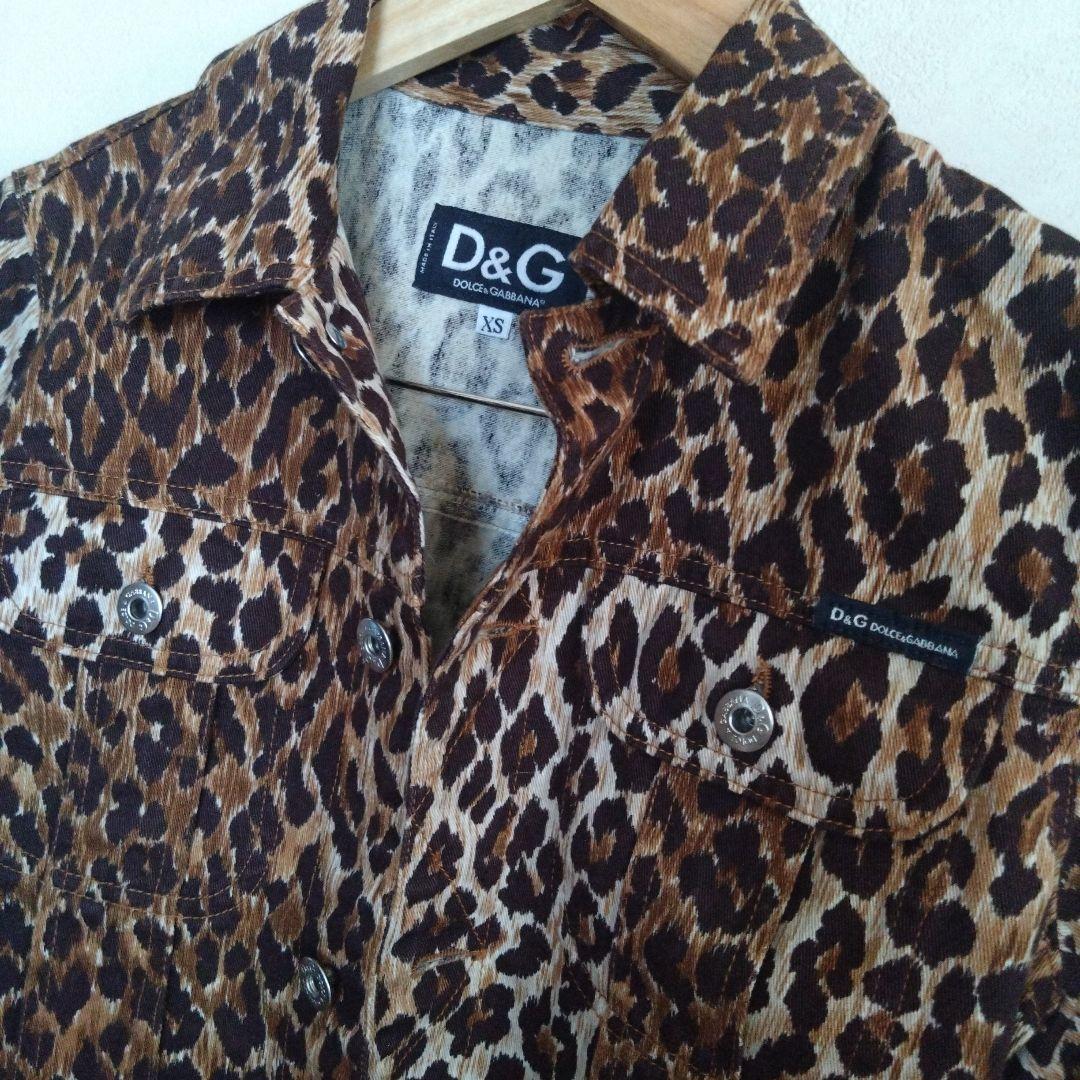 D&G ドルガバ ヒョウ柄 デニム　ジャケット Gジャン XS　ロゴ