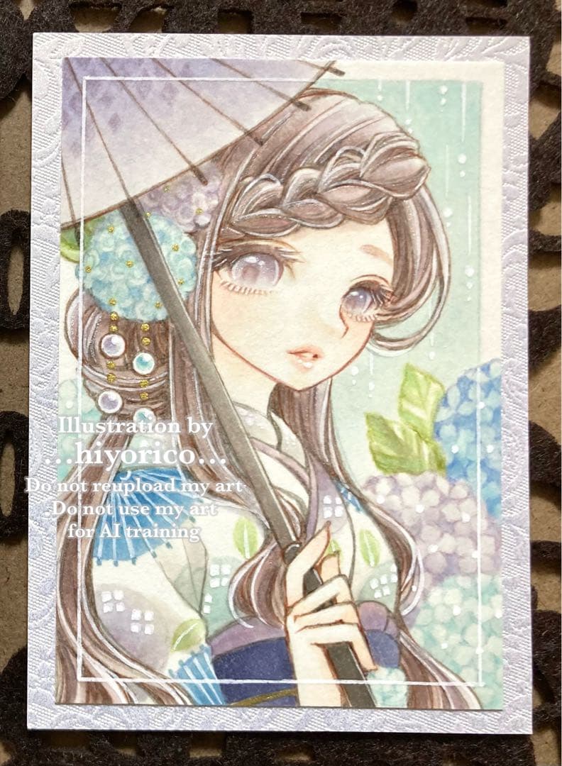 ら*な様 手描きイラスト原画【紫陽花娘】