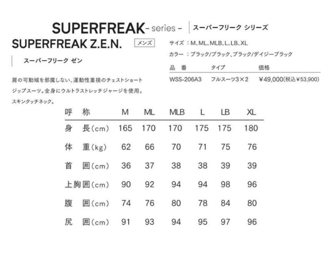 O'NEILL フルスーツ 3/２ミリ　チェストジップ　LBサイズ　日本製