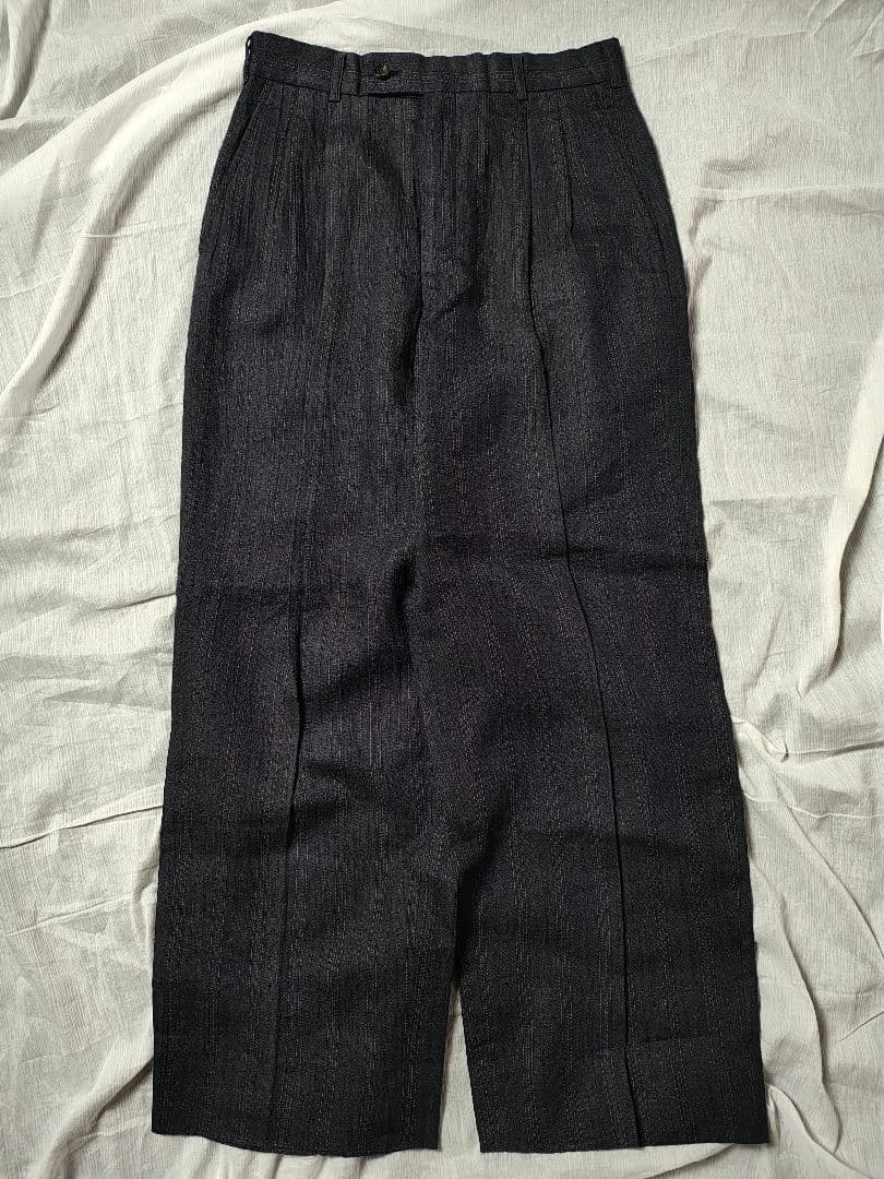 80s コムデギャルソンオム　多重ステッチスラックス　ワイド　リネン　サンプル