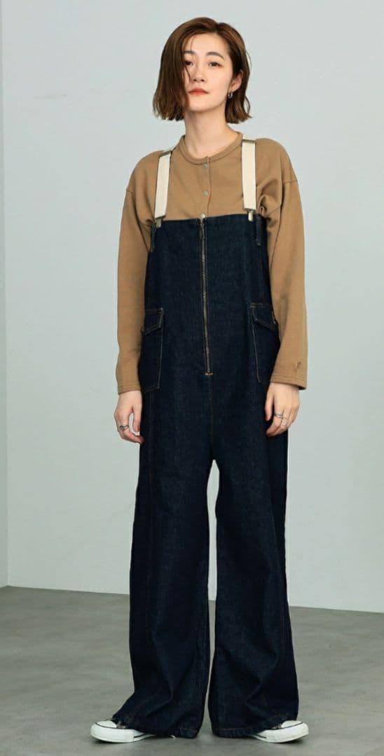 atelier サムシング ワイドサスペンダーサロペットM新品