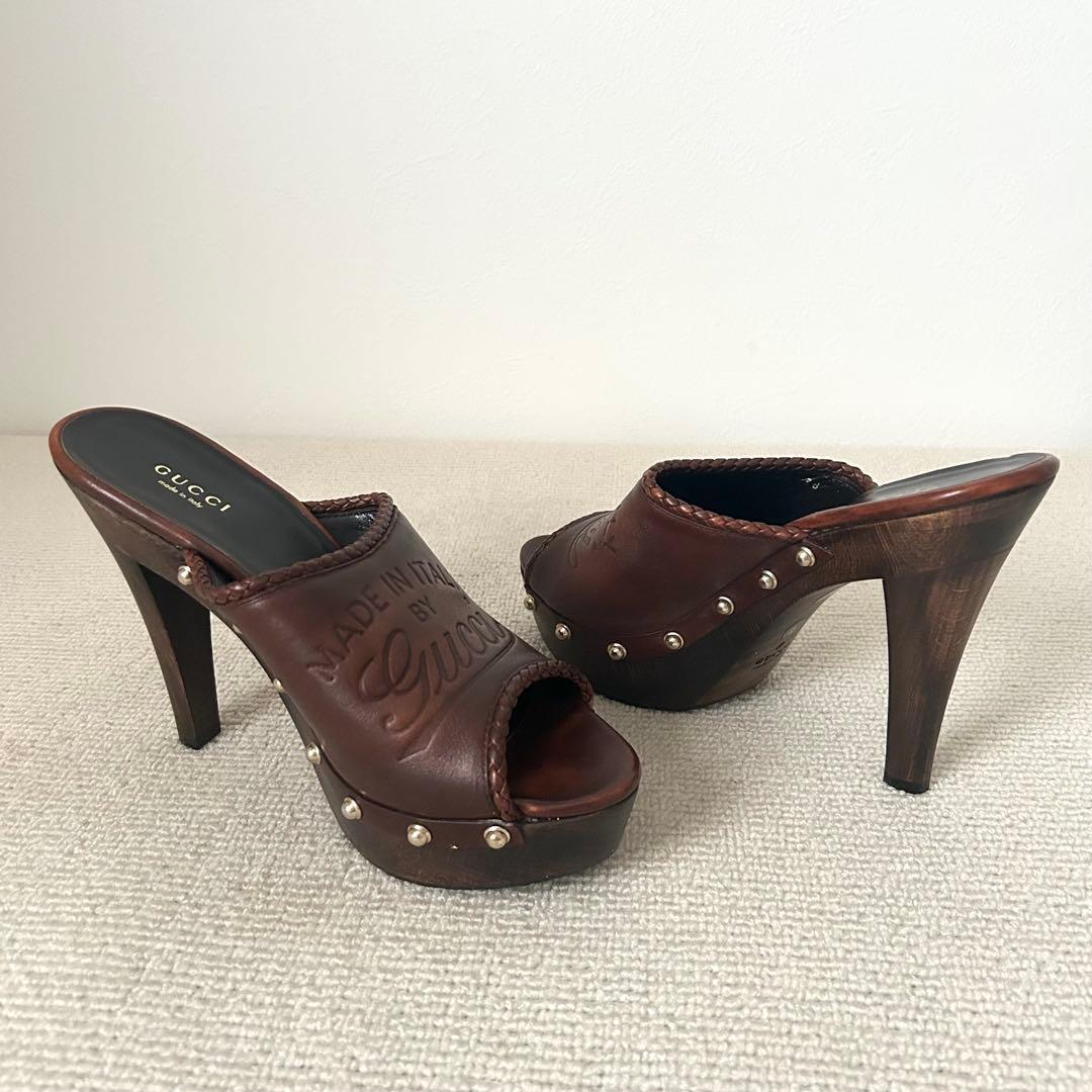 GUCCI グッチ サンダル ヒール レザー 25cm 38