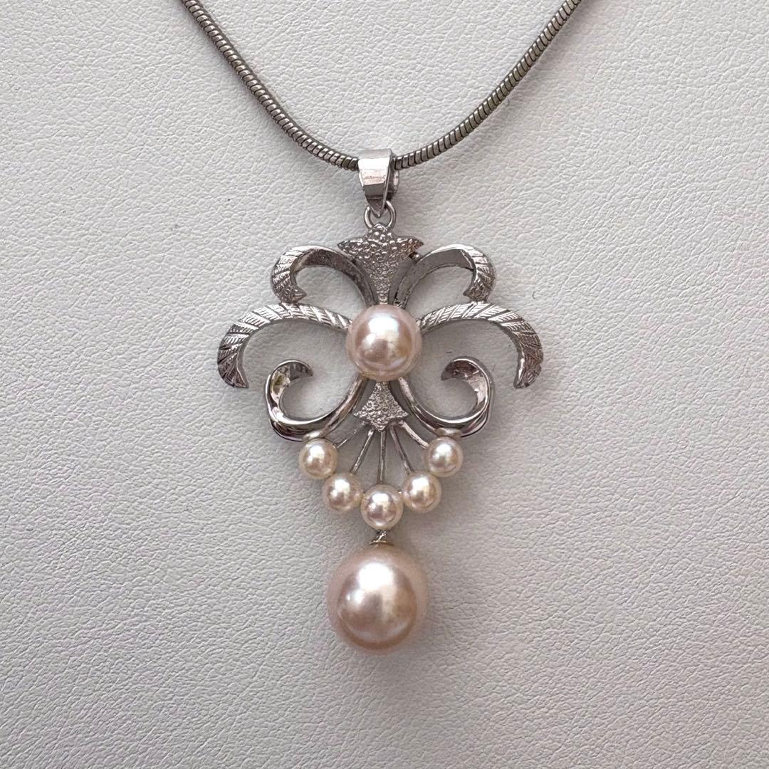 極美品 ミキモト アコヤ本真珠ベビーパールペンダントトップ シルバー