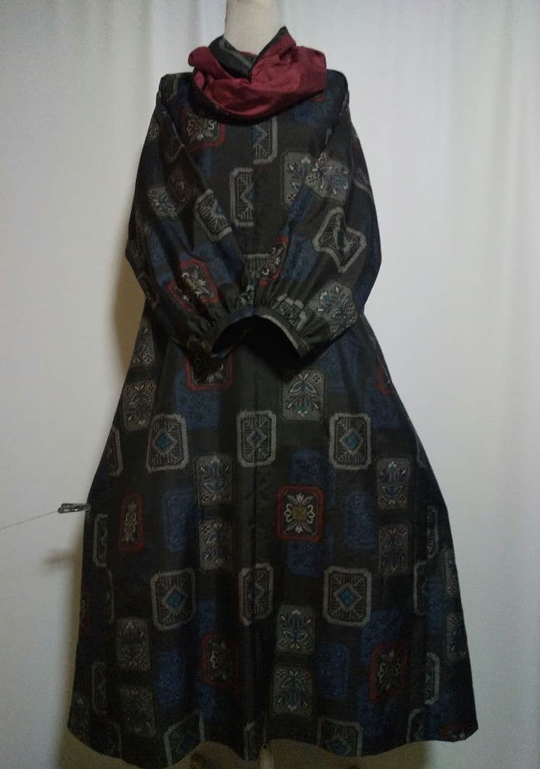 着物リメイク／ドルマン袖ワンピース★サイズL～3L