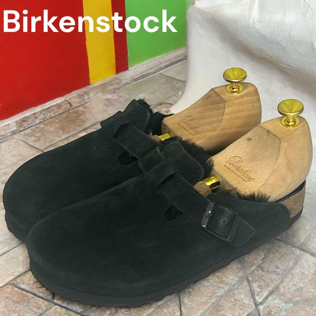 極美品　ビルケンシュトック　ボストンスエード　シアリング　ブラック24.5cm
