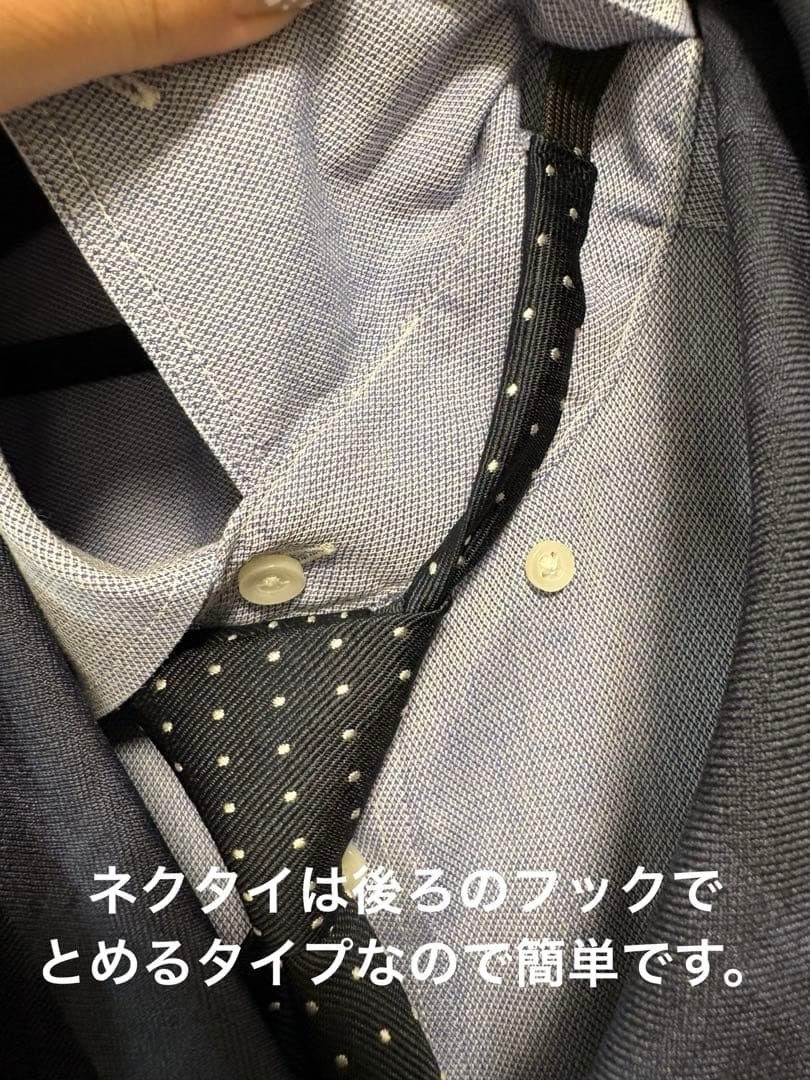 卒業式　男の子　小学生　紺　チェック柄 スーツ　5点セット　水色シャツ