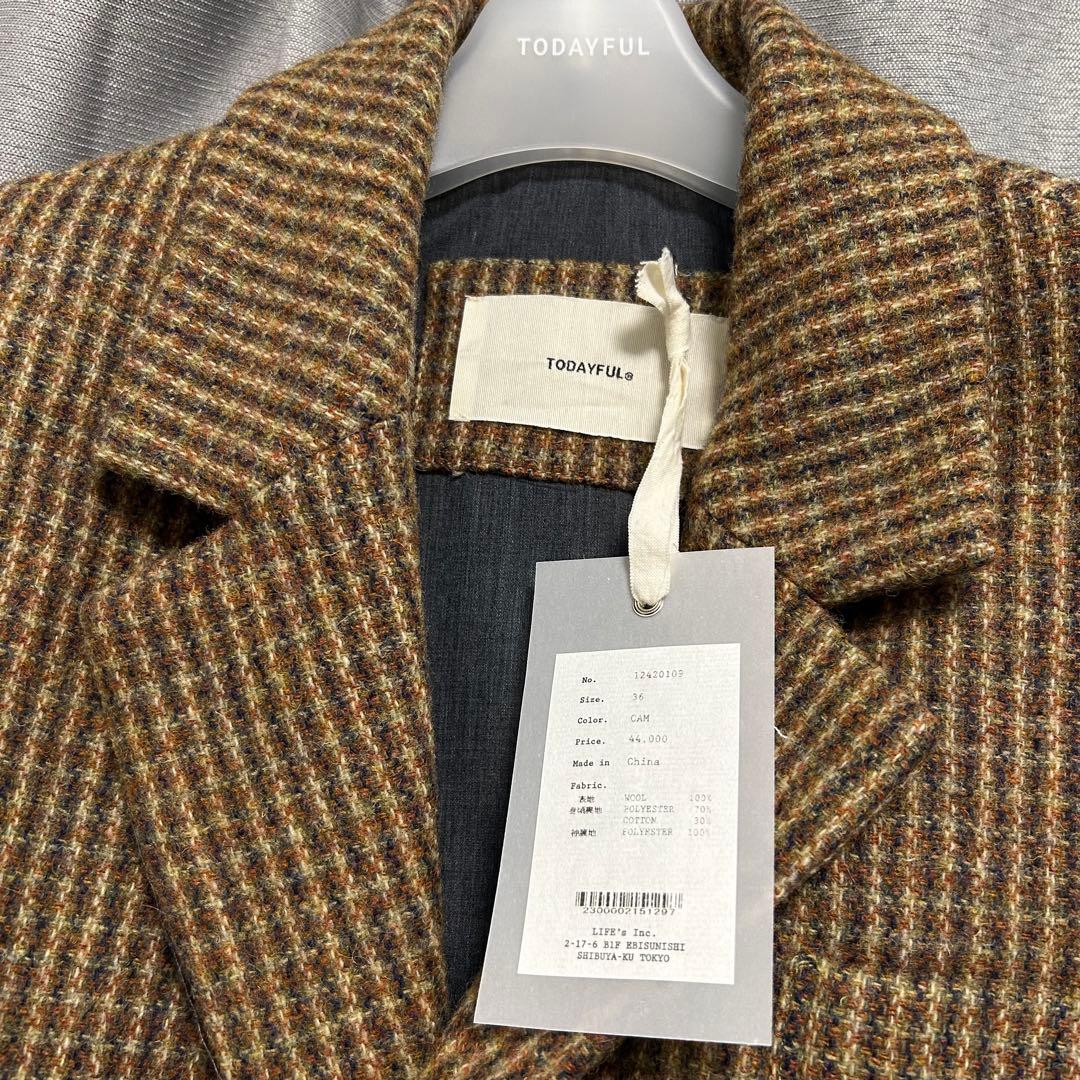 TODAYFUL Wool100% Check Jacket 36 タグ付き