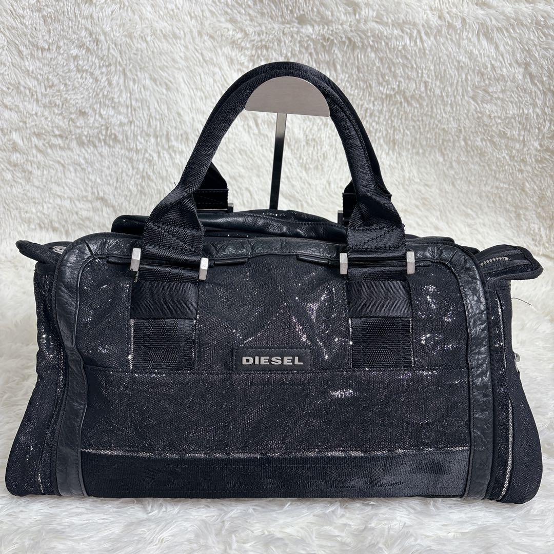 レア✨ DIESEL ボストンバッグ 牛革 ラメ 黒 y2k archive