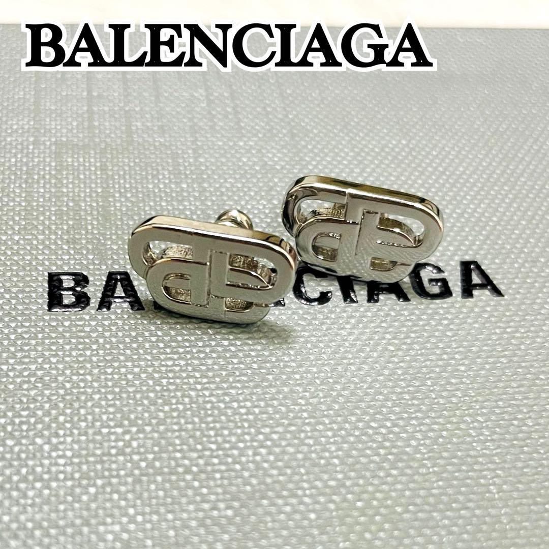 未使用級✨付属完備✨バレンシアガ ピアス BB シルバー ロゴ メタル