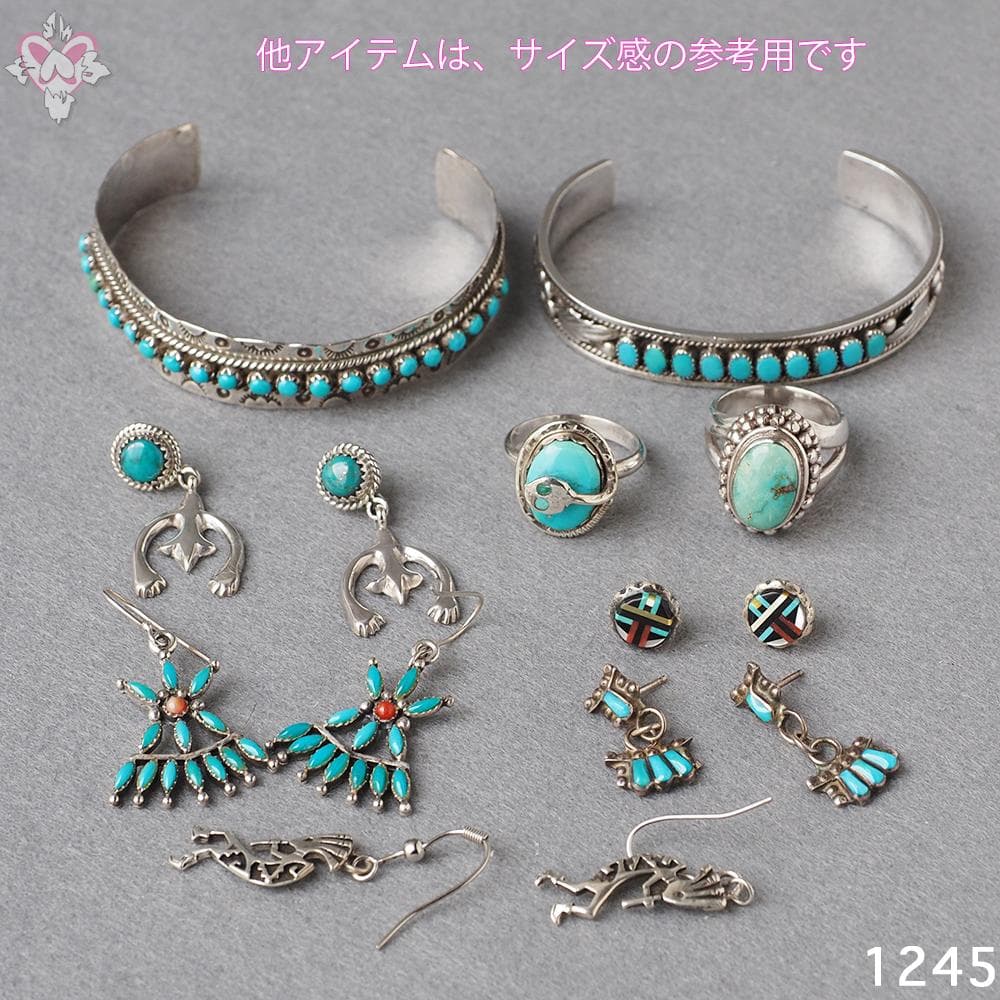 10個 ターコイズ シルバー インディアンジュエリー ズニ 刻印 バングル 純銀