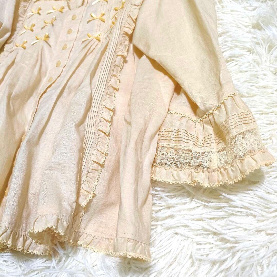 【美品】ピンクハウス 24年 ミニリボンいっぱいブラウス クリームイエロー