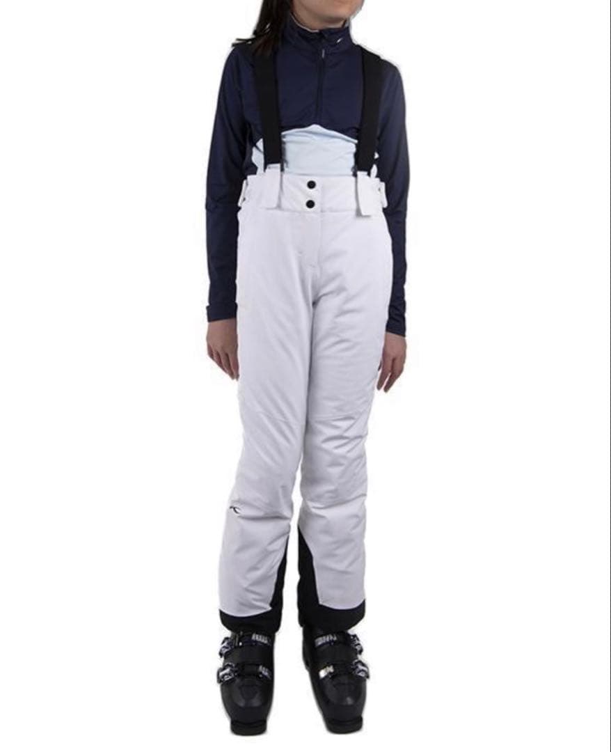 【美品】KJUS ガールズ用ホワイトスキーウェア サスペンダー付き　サイズ140