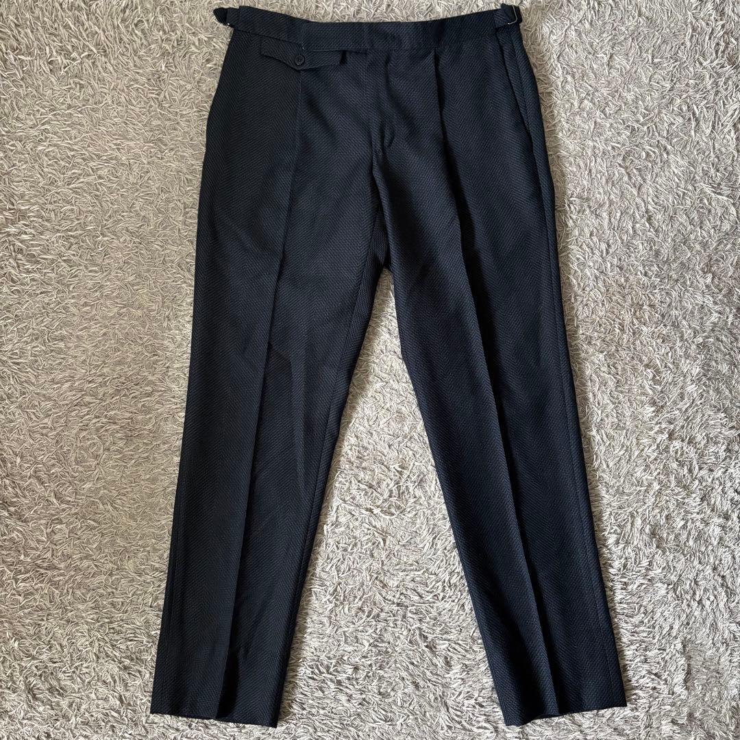 【48サイズ】INCOTEX スラックス カシミヤ混 サイドアジャスター ネイビ