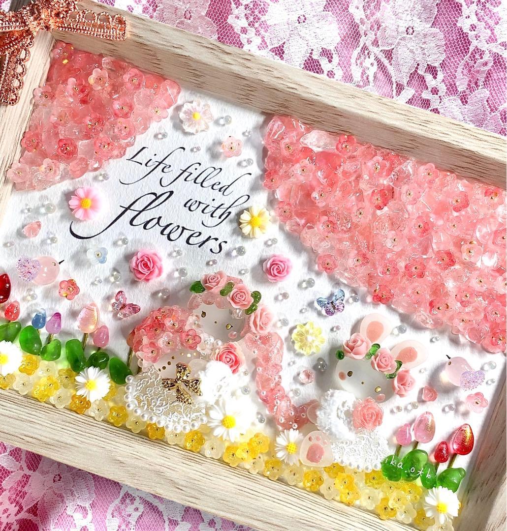 1279春爛漫 桜姫とうさちゃん インテリア シーグラスアート 置物 玄関飾り