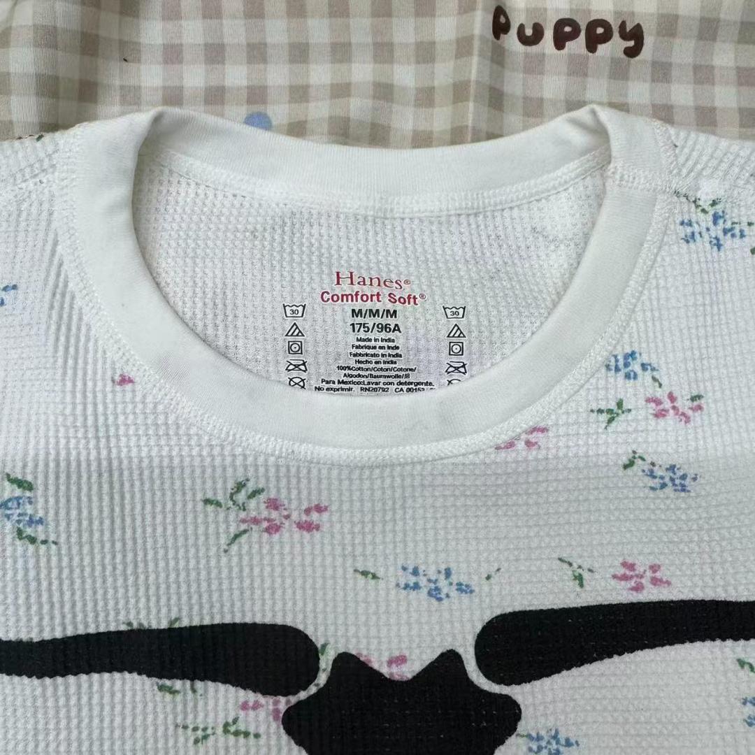 Hanes 骸骨プリント 長袖Tシャツ M