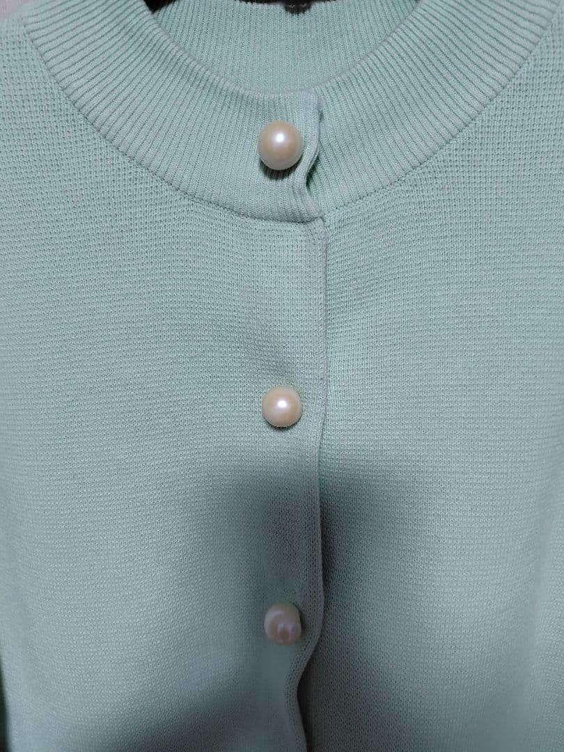【あや】フランシュリッペ ミントグリーン パールボタンカーディガン