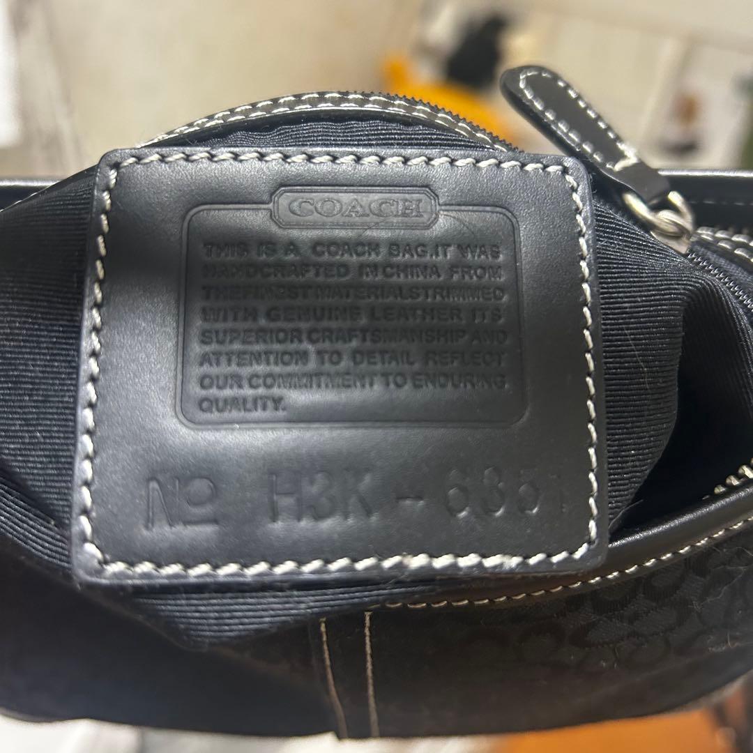 COACH コーチ ミニシグネチャー ワンショルダーバッグ グレー黒 6351