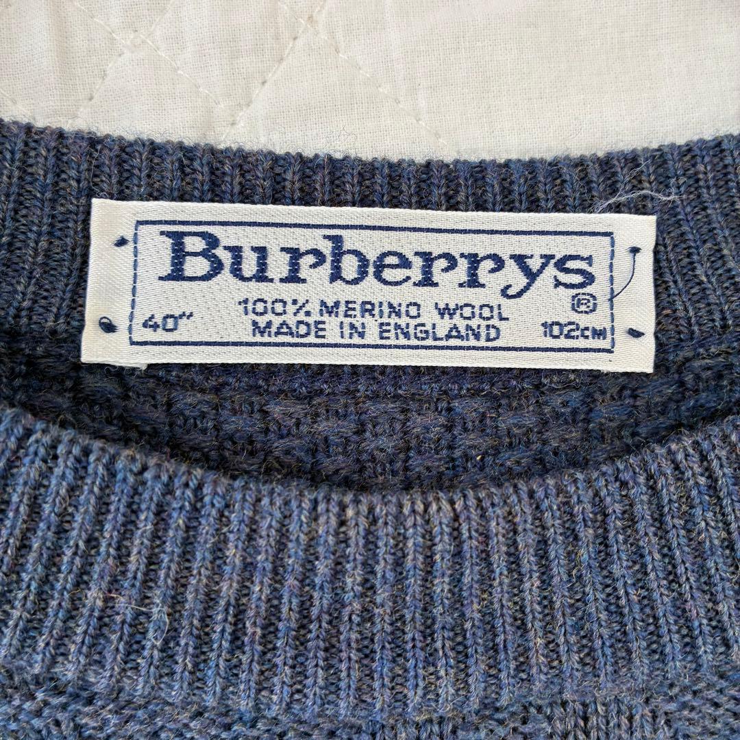 Burberrys 刺繍 ケーブルニット メリノウール ヴィンテージ 古着