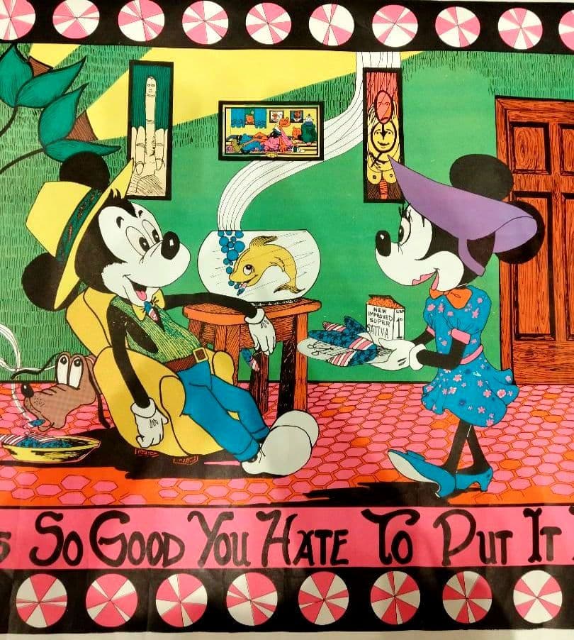 大判　ディズニー　ポスター ブラックライト メモリアルオージー ビンテージ 麻パ