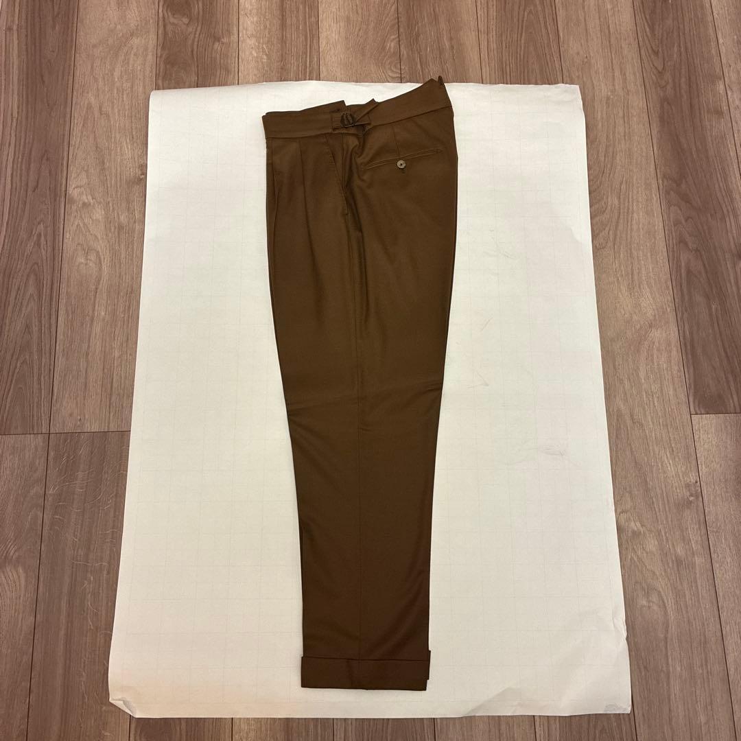 BERWICH scotch 2プリーツ ウール スラックス 46 濃ベージュ