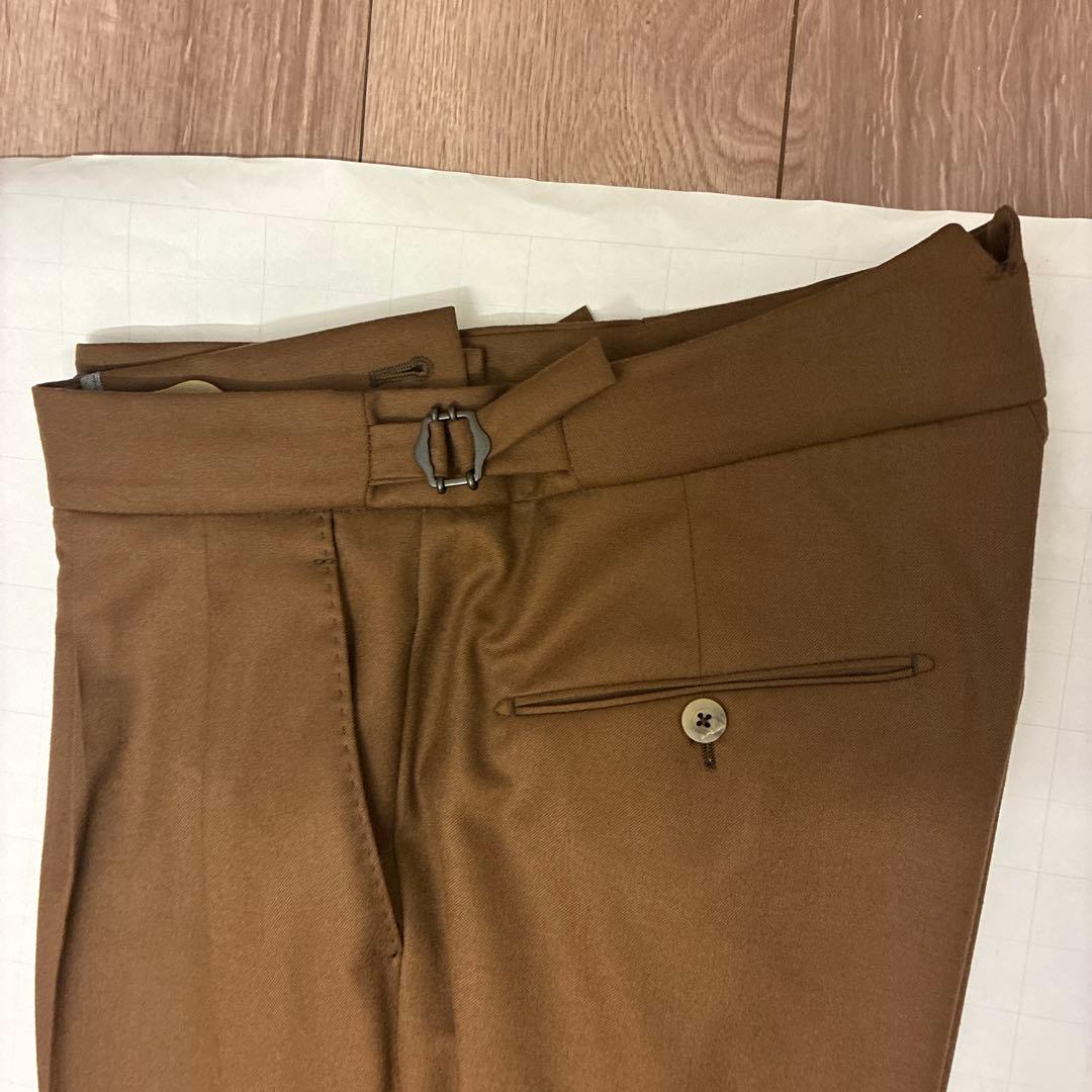 BERWICH scotch 2プリーツ ウール スラックス 46 濃ベージュ