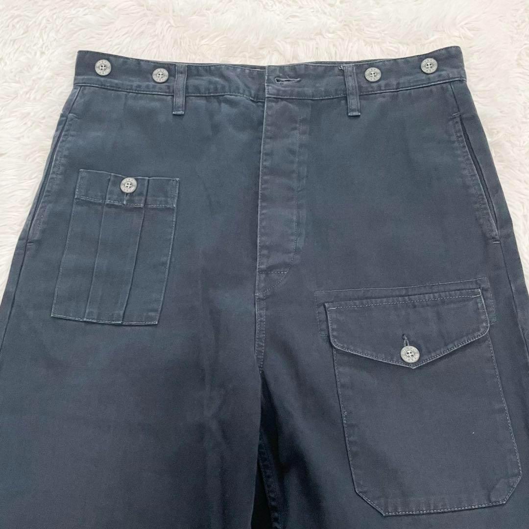 ナイジェルケーボン　ブリティッシュアーミーパンツ・ユーズド加工・32・ネイビー