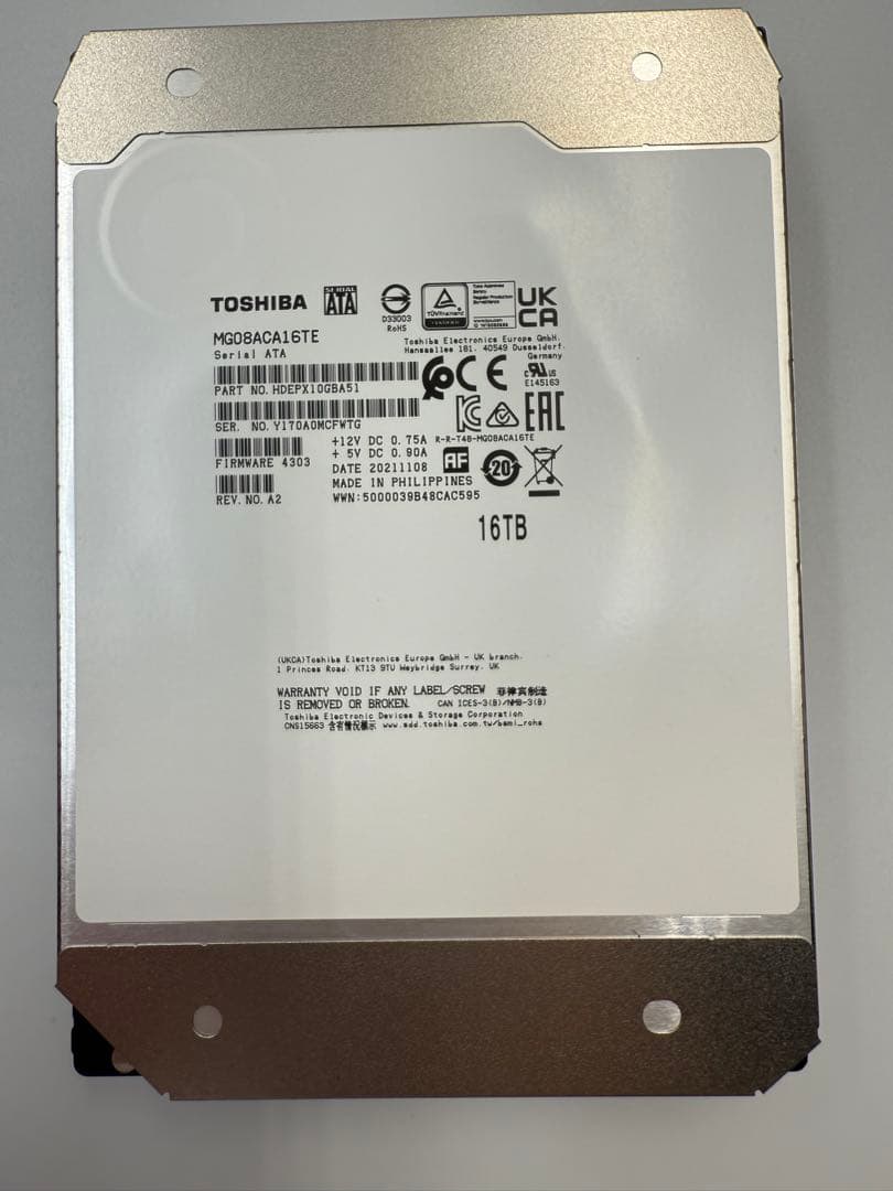 Toshiba 16TB HDD*3枚
