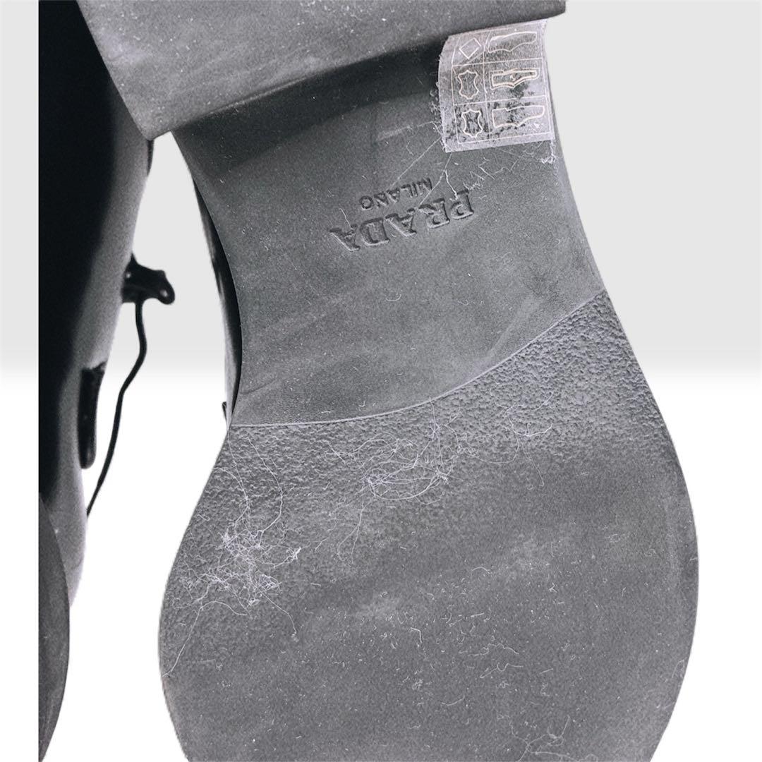 と*ぃ様 PRADA DNC713プレーン トゥ レザー ドレスシューズ 38