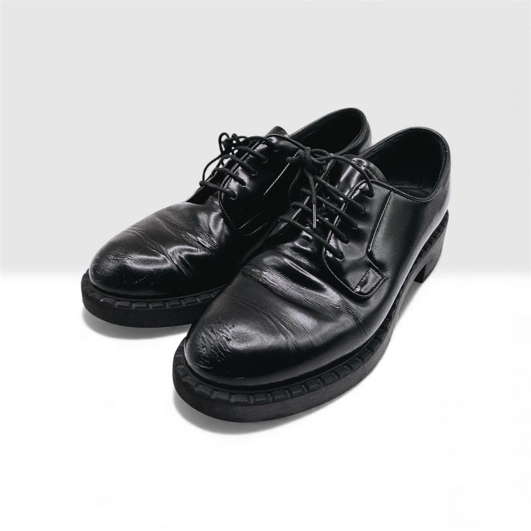 と*ぃ様 PRADA DNC713プレーン トゥ レザー ドレスシューズ 38