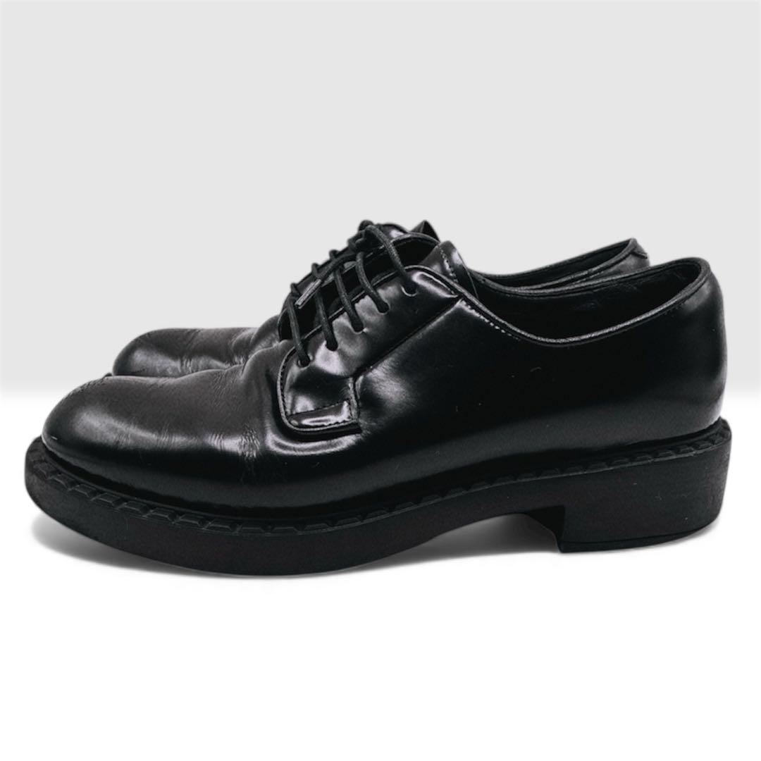 と*ぃ様 PRADA DNC713プレーン トゥ レザー ドレスシューズ 38