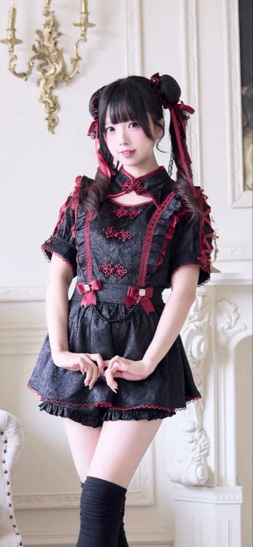 nogenki チャイナ風ワンピースセットアップ　と　団子ヘアピンのセット　L