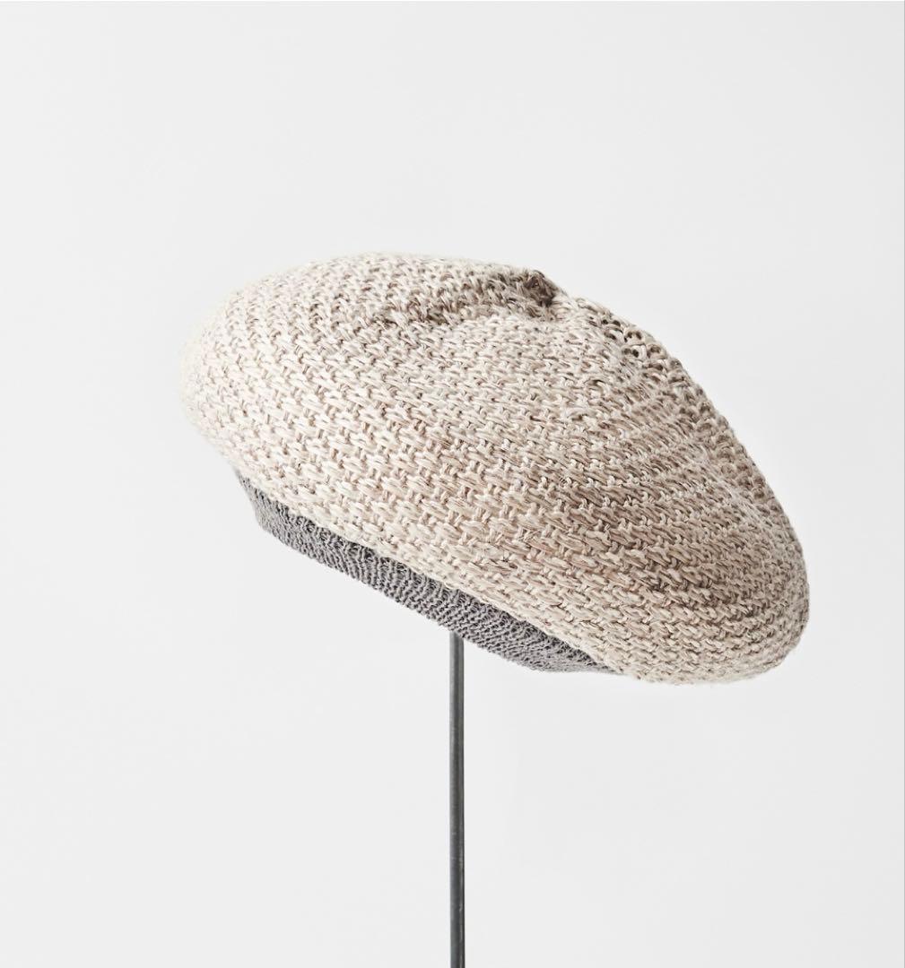 帽子 mature ha. baret knitted linen MLK-3121