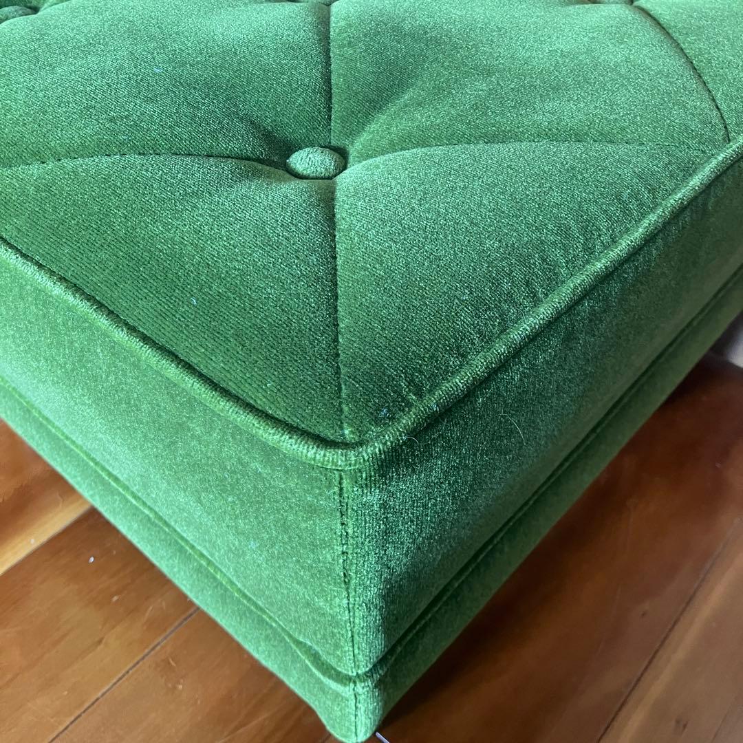 カリモク60 モケットグリーン オットマン ウォールナット